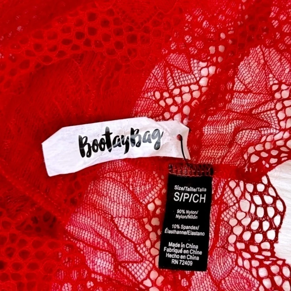 BUNDLE - BootayBag Red Flower Boyshort Panties Size Small + White XOXO Socks